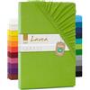 Lavea® Lenzuolo con Angoli MAYA - Jersey 100% Cotone Morbido e Traspirante - Con Elastico per Letto Singolo, Matrimoniale o King Size - OEKO-TEX® (Verde mela, 90x200-100x200cm)