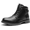 Bruno Marc Stivali da Moto Uomo, Allacciatura con Lacci e Cerniera, Plantare Anatomico e Design Robusto,Size 47,Nero,BMEMAB2502