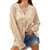 UnoSheng Camicia da donna a maniche lunghe, elegante, colore nero, a maniche lunghe, con paillettes alla moda e tinta unita, per il tempo libero, oro rosa, XXL