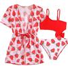 Generico Costume Bambina 3 Pezzi Bikini Estivi Bambini Tankini da Bagno Stampa Floreale Spiaggia Estiva Gonna con Due A Coperti Mare Set Costumi Surf 5-14 Anni
