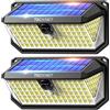 TECKNET Luce Solare LED Esterno, 416 Faretto LED da Esterno Solare con Sensore di Movimento, 300°Illuminazione IP66 Impermeabile Lampada Solare da Esterno, 3 Modos per Giardino, Patio e Garage 2 Pezzi
