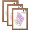Baoee Cornice marrone A5 con supporto, set di 3, cornice per foto con vetro acrilico, poster, cornice per certificati, autoportante e montabile a parete