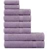 nottoc Set di asciugamani viola - 2 teli da bagno, 4 asciugamani e 2 asciugamani per ospiti, asciugamani bagno in 100% cotone, assorbenti, morbidi, 8 pezzi