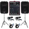 Italian Stage IS SPX10AUB Coppia Casse + MQ6 Mixer +2 Mic + 2 Stativi+2Cavi 10mt