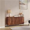 DEGHI Madia 160x80h cm in legno di mango scuro cannettato con 3 ante - Kanpur