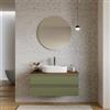 DEGHI Mobile bagno sospeso 100x50 cm 2 cassetti verde nordico con top rovere deciso e specchio - Edgard