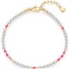 JEWELS BY LEONARDO Bracciale Pinky - Bracciale in acciaio inox dorato - Perle imitazioni grigio chiaro, sfere in oro e perle di vetro rosa - 18-20,5 cm di lunghezza - Regalo per donne - 024975, Eine