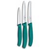 Victorinox Swiss Classic Set 3 Coltelli per Verdura, Pomodori e Pane, Verde