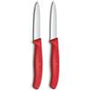 Victorinox Swiss Classic Coltello per verdure e spelucchini, per frutta e verdura, Extra affilato, dritto e seghettato, Acciaio inox, Rosso