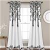Lush Decor Tanisha Tende - Set di pannelli filtranti per la luce, coppia - stampa floreale con vite, bella, moderna, elegante decorazione per la casa, 132 x 241 cm (larghezza x lunghezza), nero e