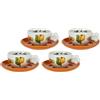 THUN, Set di 4 Tazzine da Caffè in Porcellana con Decorazione Floreale Ispirata ai Prati dell'Alto Adige, Linea Happy Country, Capacità 10.5 cl, Piattino Ø 12 cm