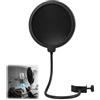 Riybyds Pop Filter Microfono, Filtro Anti-Pop per Microfono, Doppio Strato di Protezione, Braccio Flessibile, Morsetto Regolabile, Adatto per Registrazioni in Studio e Trasmissioni Radio
