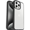 OtterBox Cover per iPhone 15 Pro Max React Series, resistente a shock e cadute fino, cover ultrasottile, testata a norme MIL-STD 810G, Trasparente/Nero