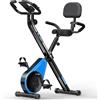 VANNECT Cyclette Pieghevole con Schienale Ergonomico, Cyclette da Casa con 16 Livelli Resistenza Magnetica, Misurazione Manuale Pulsazioni, Monitor LCD, Sedile di Comfort per Casa e Ufficio 160KG