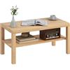 HOMCOM Tavolino da Salotto Rettangolare con Ampio Ripiano, 90×45×44.5 cm, Legno Naturale | Aosom Italy