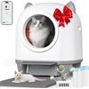 TRIUMPHKEY Lettiera Gatto Autopulente,90 L,XXL,Design a orecchio di gatto, controllo tramite app,3 x Deodorazione,9 Sensori,Tracciamento della salute tramite AI,per più gatti Lettiera autopulente