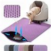 Petinstinct Tappetino per Lettiera Gatto, Design Nido d'Ape 2 Strati | 60x45 cm, Cattura la lettiera, Facile da pulire, Impermeabile, Antiscivolo, Morbido per zampe, Antigraffio, Viola, Grande