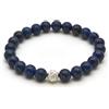 BERGERLIN Bracciale in vera pietra naturale con perle in argento sterling 925 e perle di pietra naturale da 8 mm, con certificato di autenticità, XS-S, Argento sterling