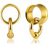 Vankula Dilatatori Lobo Double Flared tunnel dilatatore orecchie in Acciaio inossidabile con anelli da 3 mm lobi piercing espansori Gioielli Uomo Donna 14mm(9/16) Oro