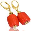 Arande, Orecchini con corallo naturale su argento 925 placcato oro, corallo arancione e rosso, Argento sterling, Corallo
