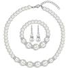 Yifnny Set di gioielli di perle per le donne,collana di perle finte e orecchini Bracciale Set di collana di perle a strati 1920s Gioielli Set di gioielli sposa Regali per le Mamma (Stile10 Argento)