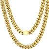 Bestyle Collana Uomo Oro a Catena Cubana Miami 9MM Robusta Grossa, in Acciaio Inossidabile Lunghezza 66CM, Stile Hip Hop Punk Confezione Regalo