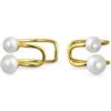 Bling Jewelry Orecchino a Spirale con 2 Perle Coltivate d'Acqua Dolce Bianche per Cartilagine, Helix, Placcato in Oro 14K su Argento Sterling