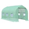 Outsunny Serra da giardino 400 x 200 x 200 cm Tipo tunnel con 6 finestre traspiranti e porta arrotolabile con cerniera orto per coltivazione piante verdure, verde