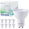 Bravsekai 8 Lampadine LED GU10, 6000K Bianco Freddo,5W 400LM， Equivalente a 35W Alogene, 220V Faretti per Negozi, Soggiorni, Cucine, Bagni, Camere da Letto
