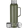 GIOGD Borraccia termica sottovuoto da 1500 ml, con coperchio a tazza, in acciaio inox, thermos a tenuta stagna, mantiene il caffè caldo e freddo (verde, con manico, 1500 ml)