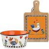 Egan Set tagliere più ciotola Bowl collezione Cocoricò colore arancione