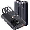 SSY POWER Powerbank di ricarica rapida da 22,5 W con 10000 mAh e cavi integrati, uscita USB-C portatile, compatibile con iPhone, Samsung Xiaomi iPads tablet e altro (nero)