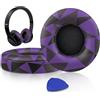 SoloWIT® Cuscinetti Auricolari Ricambio per Beats Solo 2 e Solo 3 Wireless On-Ear Cuffia con morbida pelle proteina/memory foam/nastro adesivo forte - Viola Nero