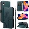 Bravoday Cover per Samsung Galaxy A10, Custodia in PU Pelle Portafoglio Flip Schede con Slot per Carte, Magnetica Antiurto Cover per Galaxy A10, Verde Scuro
