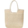 Long Keeper Borsa Paglia Mare - Borse Paglia Donna Elegante Boho Borsa a Spalla Estiva da Spiaggia Borse Tote Bag con cerniera Per Viaggio Vacanze (Beige)