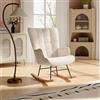 Aonyaybm - Sedia a dondolo scandinava, poltrona per allattamento, tempo libero e riposo, in tessuto con piedi in legno e metallo per soggiorno, camera da letto, colore: Beige
