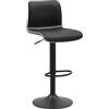 CLP Sgabello da bar regolabile in altezza con schienale, sgabello girevole Henchy con schienale per bancone da cucina, Colore:nero