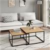 Home Collective Set di 2 tavolini quadrati in legno, tavolino da salotto moderno, set di tavolini 2 in 1 con struttura in metallo per soggiorno ufficio tavolino loft design TWIN | rovere chiaro