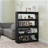 Higsose Libreria/divisorio per soggiorno, mobili, divisorio in legno, sottile, in legno, per librerie, organizer in legno, versatile, colore nero, 100 x 30 x 135 cm