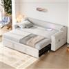 Arhatreya Divano letto 90/180 x 190 cm, divano letto con letto estraibile, letto imbottito con porta di ricarica USB, letto giornaliero con ripiani e rete a doghe per soggiorno, camera degli ospiti