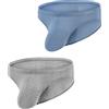 BIATWOWR Biancheria intima da uomo con sacchetto rinforzato, sexy e confortevole, senza etichetta, grigio chiaro, L