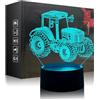 Deluisho Luce notturna 3D a forma di trattore, lampada a illusione 3D con trattore, luce notturna a LED per trattore, 7 colori, controllo touch, alimentata tramite USB, lampada visiva magica 3D per la