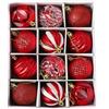 FlyHigh Set di 12 eleganti palline di Natale in vetro, da 6 cm di diametro, bellissime decorazioni per l'albero di Natale, di colore rosso