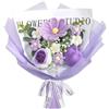 MEIVINES Bouquet di Fiori all'Uncinetto Completato Fiori Artificiali Tulipani Rose Margherita Lavoro a Maglia Uncinetto Bouquet Per Gli Amici Famiglia Ufficio Vaso Decorativo (Viola)