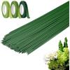 anyuan boy 150 Pezzi Steli per Fiori, 30 cm Steli per Fiori Finti Metallico 3 Rotoli Nastro Fiorista Verde per Composizioni Floreali, Bouquet Fai Da Te e Decorazioni Artigianali
