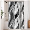 Uiiooazy Tenda Doccia Antimuffa, Tenda da Doccia 120x180cm Grigio Righe Sfumata Nero Astratta Geometrico Motivo Tende da Bagno Tessuto Lavabile Impermeabile Tende per Vasca da Bagno con 8 Anelli