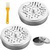 BNOYONERAS 2 Pezzi Bobina Repellente con Copertura Porta Incenso con 1 Pennello, Porta Incenso Anti Zanzara, Porta Bobine con Coperchio, Porta Bobina per Zanzare, Porta Zampirone Portatile in Acciaio Inox