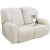 Jaotto Copridivano Relax 2 Posti Reclinabile, Fodere Copripoltrona 1 Posto Relax Universale con Tasche, 6-Pezzi Copridivano Fantasia Lavabile, Coperture per Divano da Massaggio,Beige