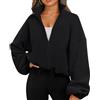 EUDOLAH Felpa Cappotto Sportivo in Pile Rocker con Collo Alto e Zip Imbottita Donna Uomo Unisex Nero,M