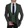 Aesido Abiti Da Uomo Regular Fit 3 Pezzi Doppio Petto Prom Smoking Business Blazer+Gilet Pantaloni Sposi Verde caccia. 46